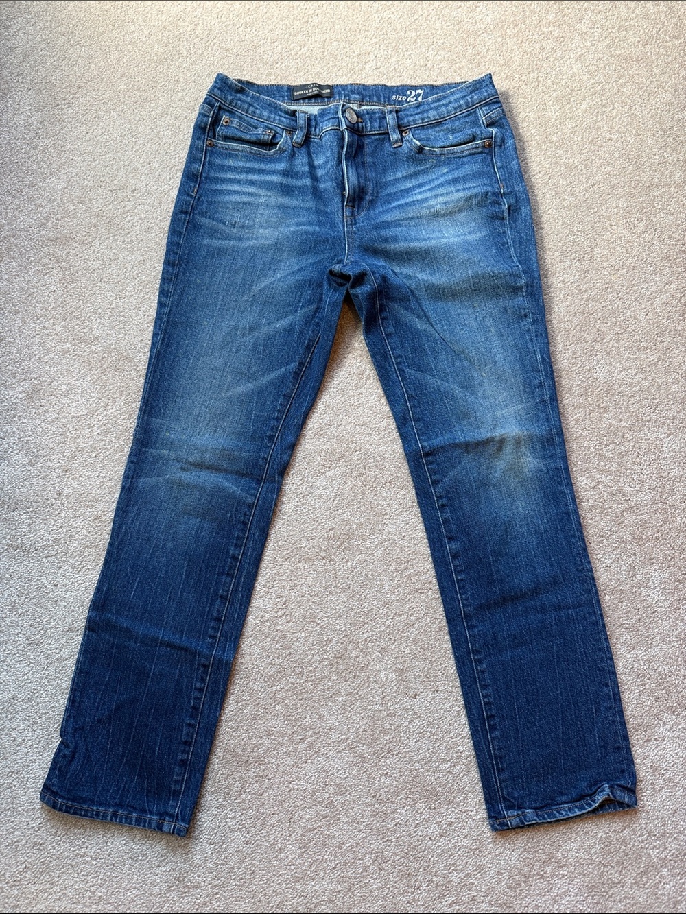 Women’s Broken-in. Straight Dark Blue Jeans